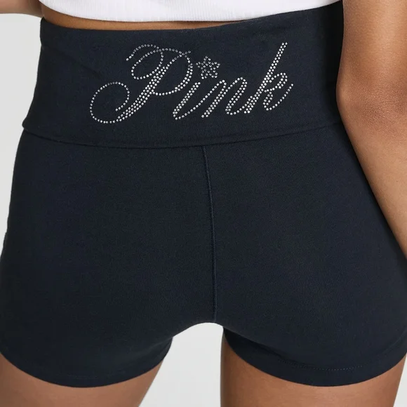 PINK Victoria's Secret Shorts de ciclista de 3" Cotton , Logo Sparkle NWT MEDIUM - Picture 8 of 10